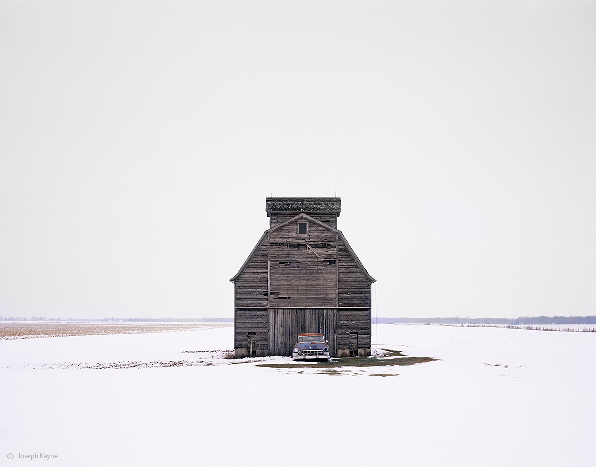 Illinois Barn and Old Cadillac, Winter