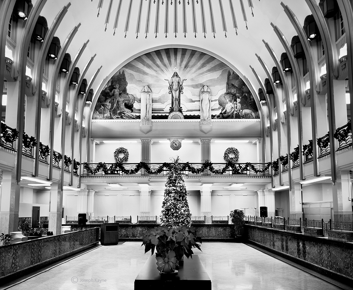 Old Bank Lobby On Christmas Eve