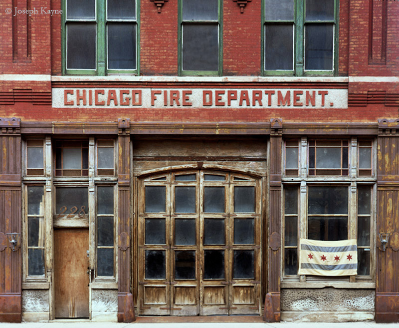 old, fire, station, photo, art, color, large, format, view, camera, mural, display, architecture, building, abandoned, decay...
