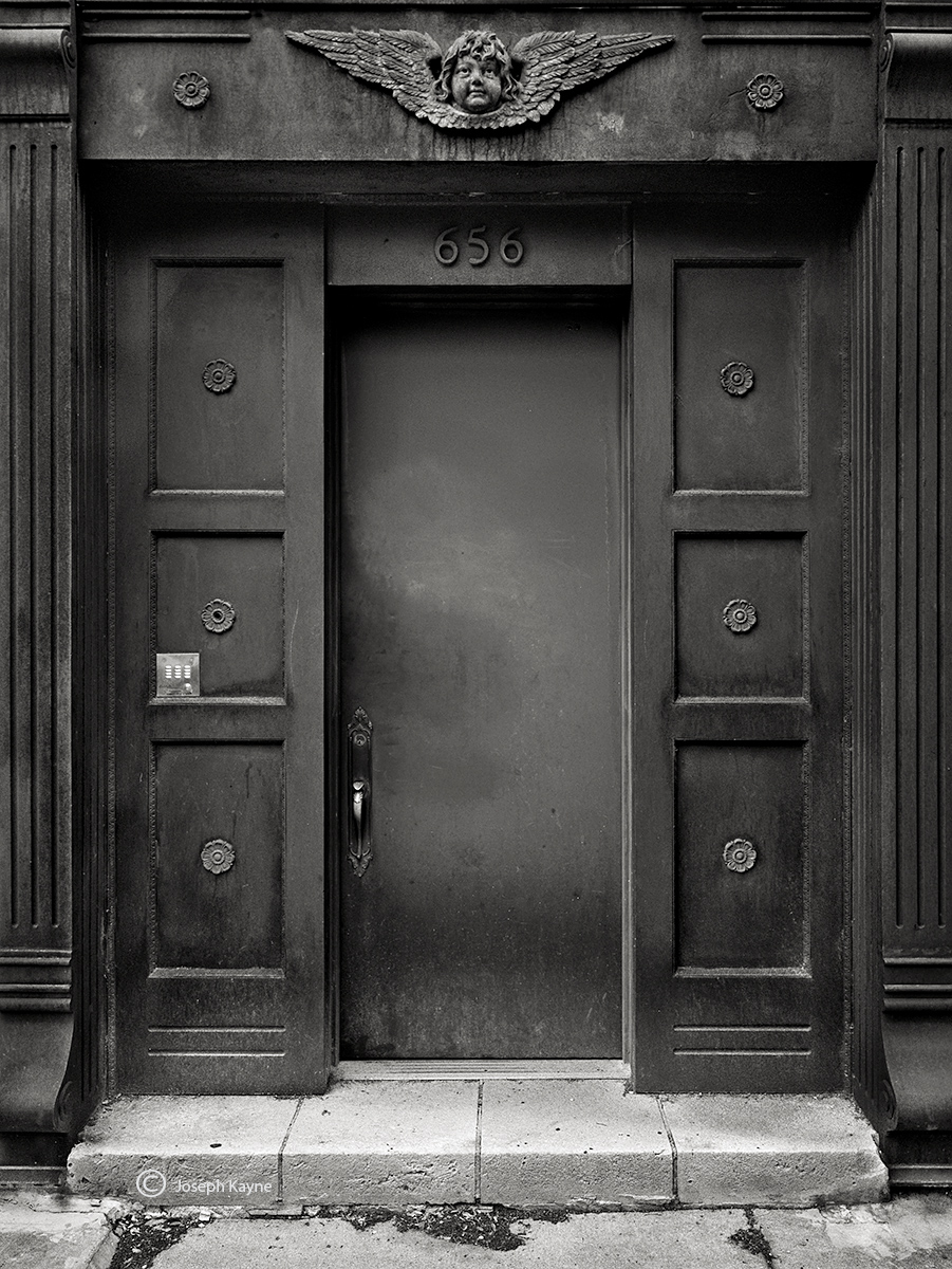 heaven's, gate, chicago, photo, angel, door, doorway, rustic, rust, old, urban, view, camera, large, format, black, white, art...