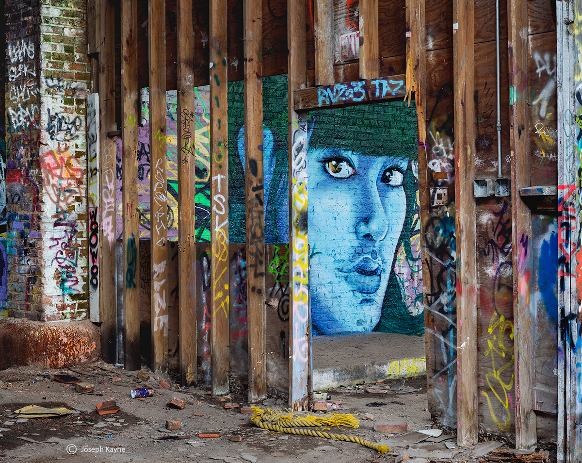 Street Art Portrait In An Abandoned Warehouse