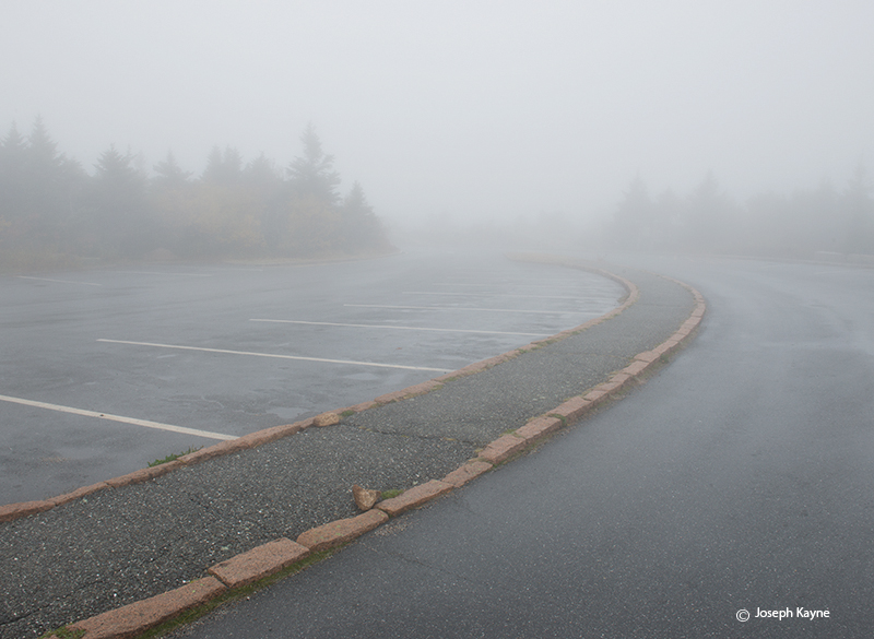 Foggy Parking Lot O Top Of Cadillac Mountain