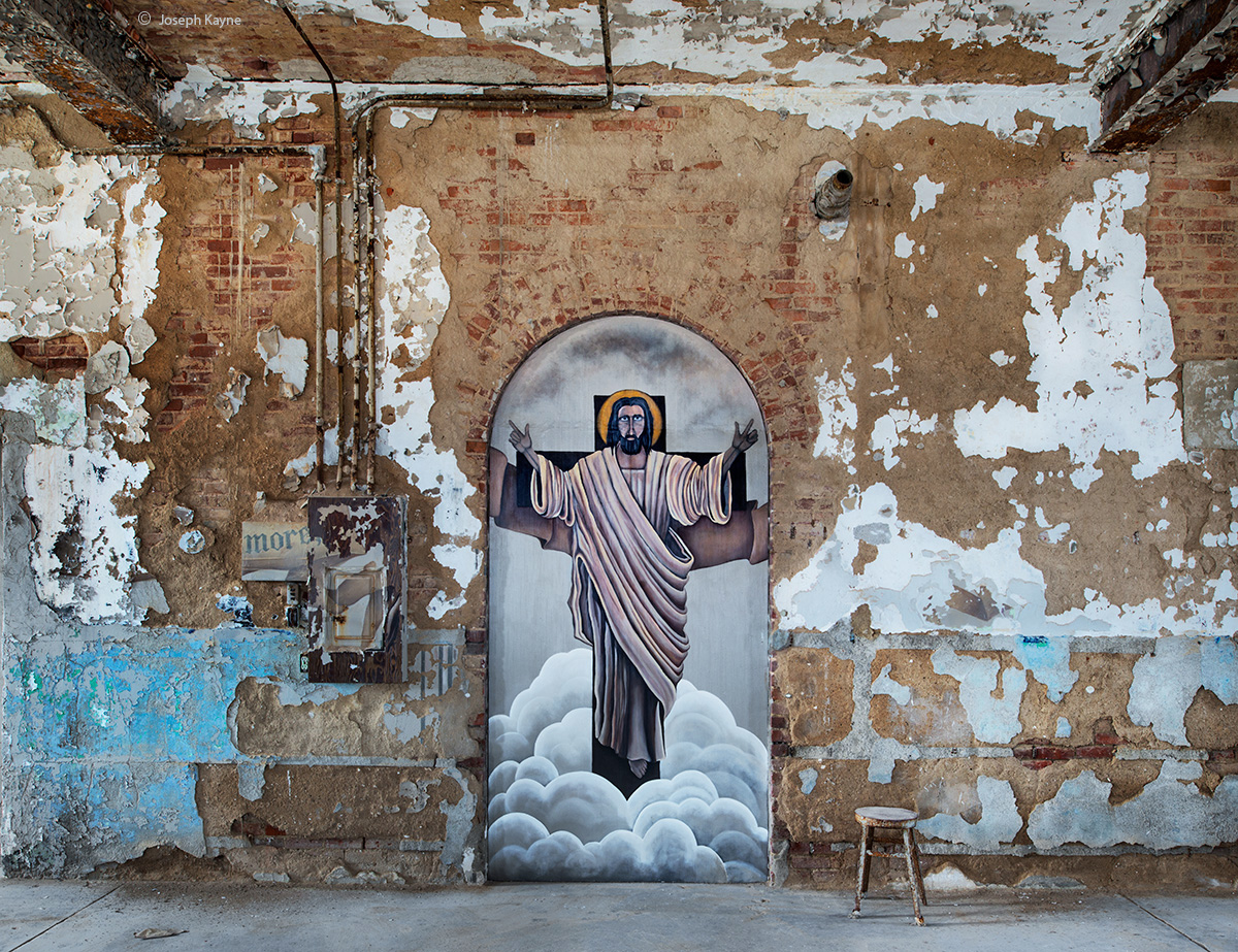 Jesus Mural In An Abandoned Chapel