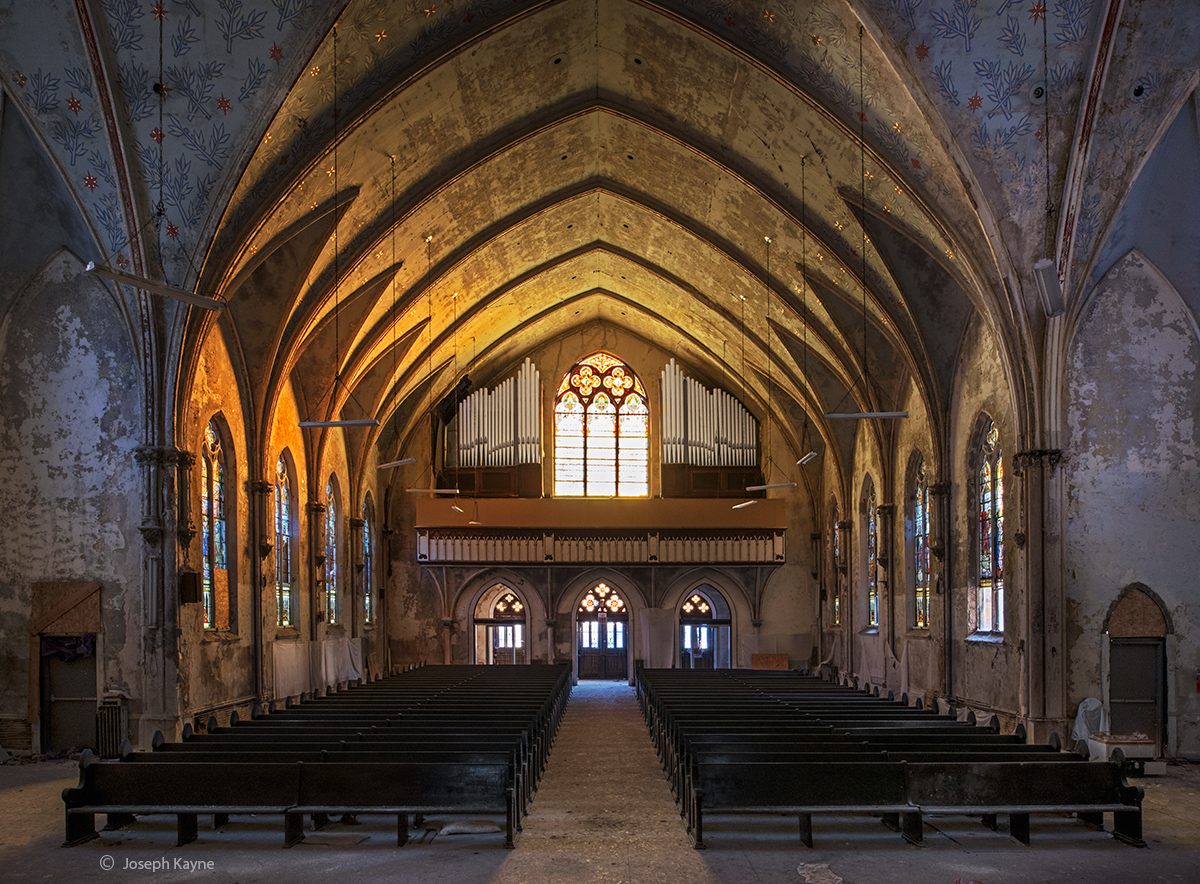 Abandoned Church With Organ Pipes