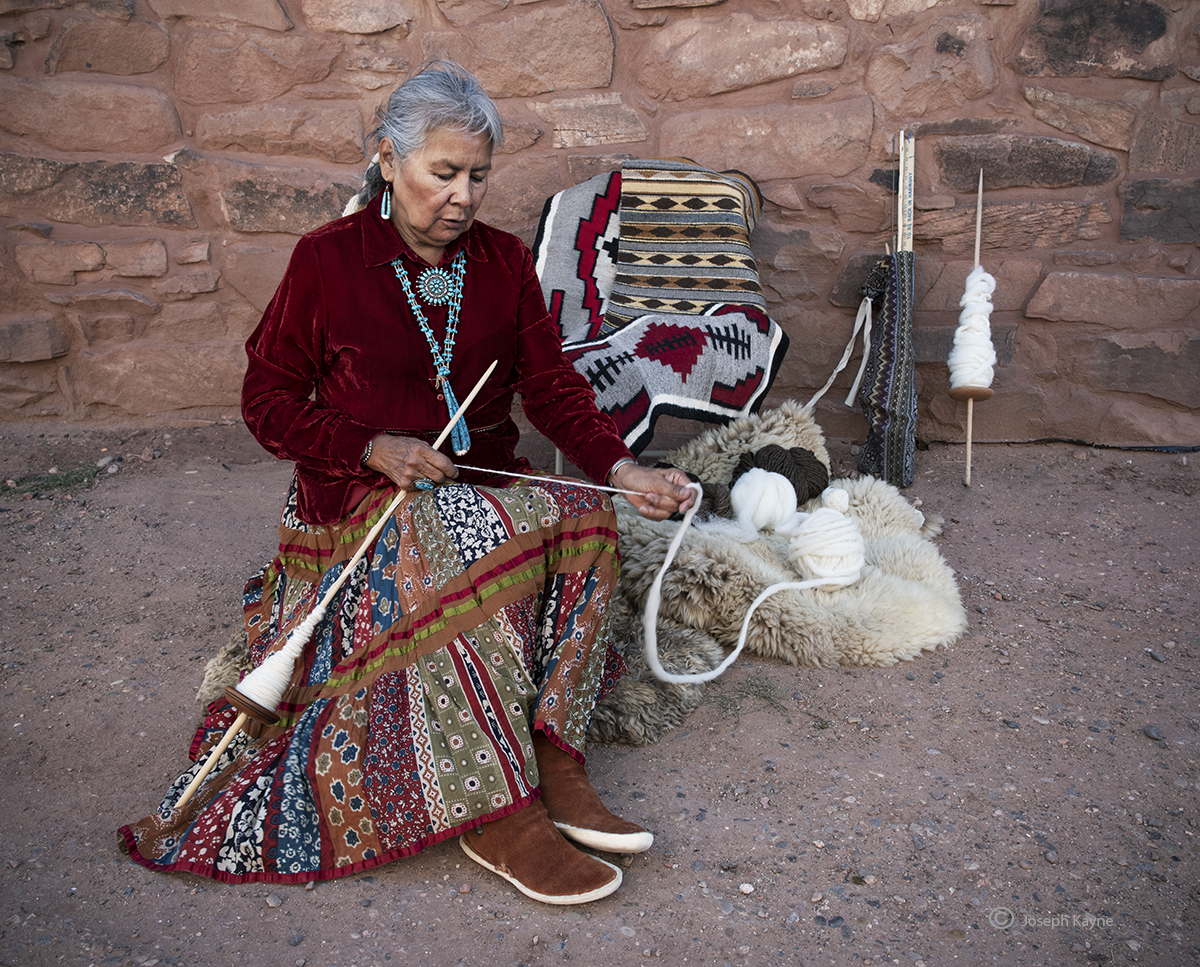Ilene NaegleTraditional Navajo WeaverBorn To Cliff Dweller ClanBorn For: Black Streak Clancopyrigh Joseph Kayne