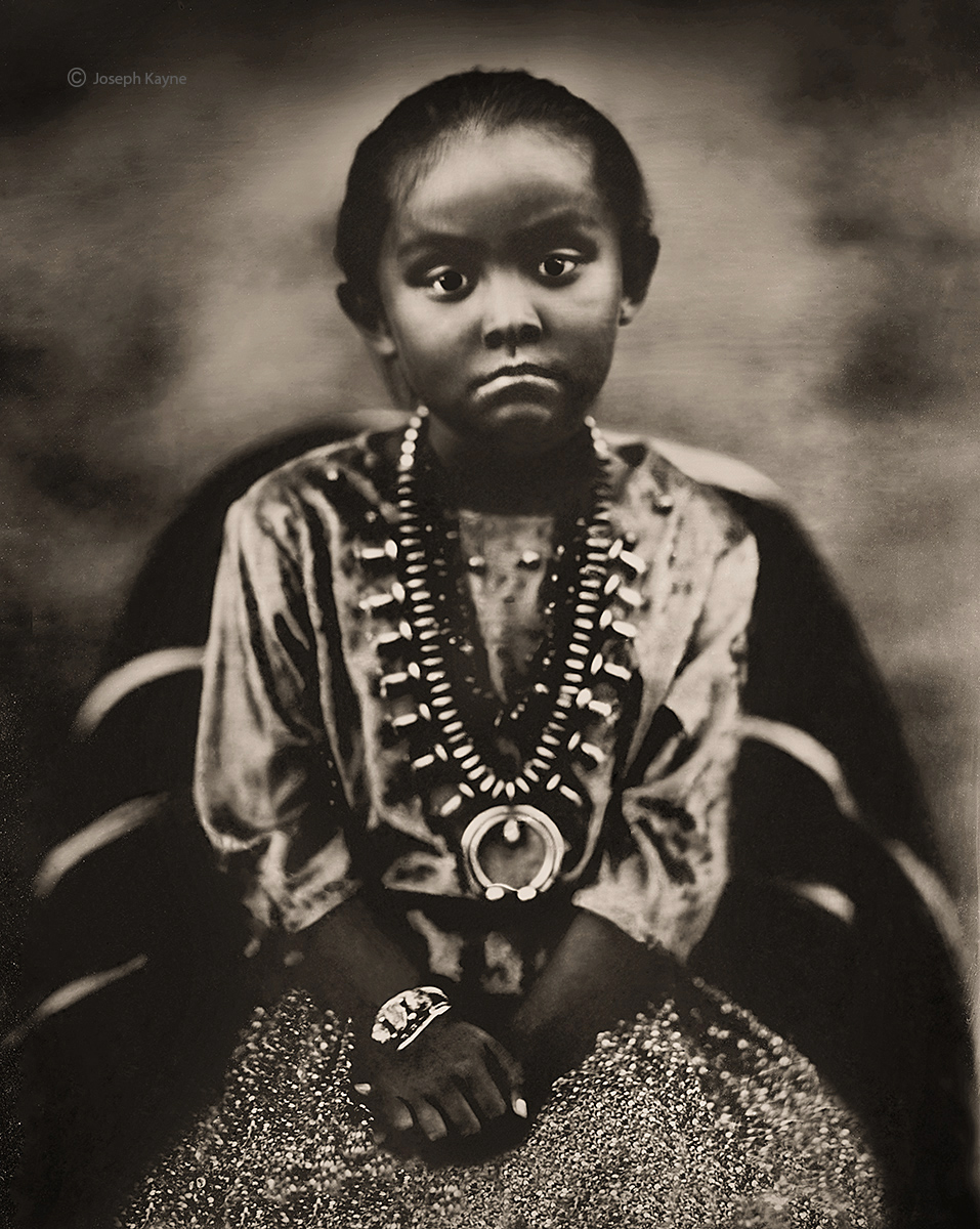 Navajo GirlBorn To The Ones Who Walk Around ClanBorn For The Water Edge ClanWet Plate Collodion TintypePhoto © copyright by...